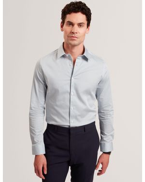 Ted Baker Olweno Micro Geo Print Long Sleeve Slim Shirt - Grey