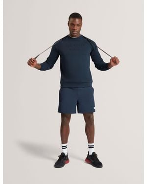 Ted Baker Craig Embossed Logo Crew Neck Training Sweatshirt - Blue