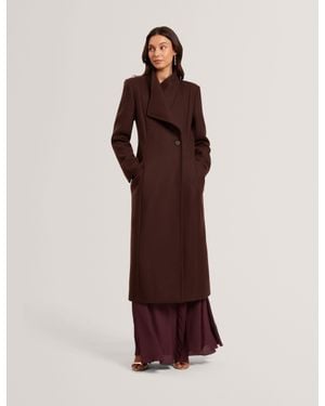Ted Baker Mindee Wool Rich Hourglass Longline Wrap Coat - Brown