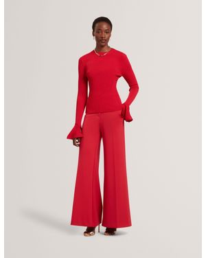 Ted Baker Dark Flared Wide Leg Tailored Trousers