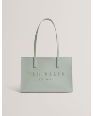 Ted Baker Crinell Crinkled Pu Elongated Icon Tote Bag - Grey