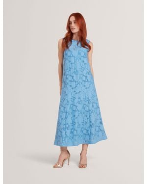 Ted Baker Bayiia Burnout Floral Drop Waist Midi Dress - Blue