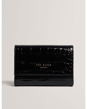 Ted Baker Valliaa Patent Croc Texture Fold-Over Coin Purse - Black