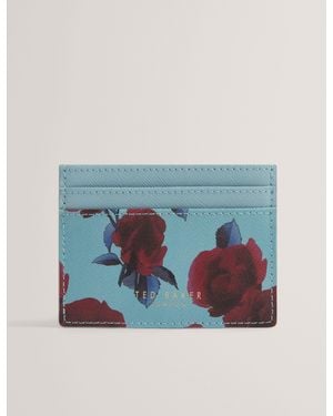 Ted Baker Everlyn Rose Print Slim Leather Card Holder - Blue