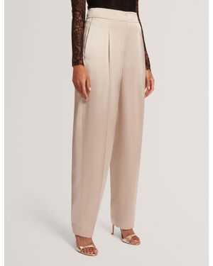 Ted Baker Chiira Satin Barrel Leg Tailored Trousers - Natural