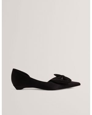Ted Baker Soufiya Bow Detail Satin Pointed Kitten Heels - Black