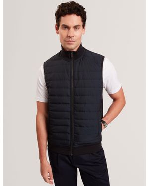 Ted Baker Pafavor Quilted Front Funnel Neck Zip-Up Gilet - Blue