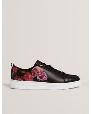 Ted Baker Floral Print Leather Trainers - Brown
