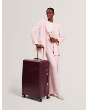 Ted Baker Icon-Plml Croc Texture 4-Wheel Hard Shell Suitcase - Pink