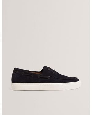 Ted Baker Bouden Suede Cupsole Boat Shoes - Blue