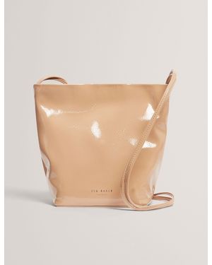 Ted Baker Kayylyn Crinkled Slim Strap Small Bucket Bag - Natural