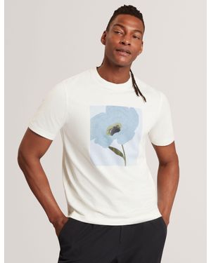 Ted Baker Crawley Floral Box Graphic Cotton T-Shirt - White