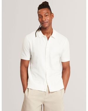 Ted Baker Doltten Diamond Texture Knit Short Sleeve Shirt - White