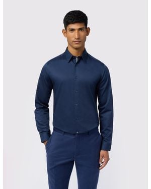 Ted Baker Luuk Sateen Stretch Cotton Slim Fit Shirt - Blue