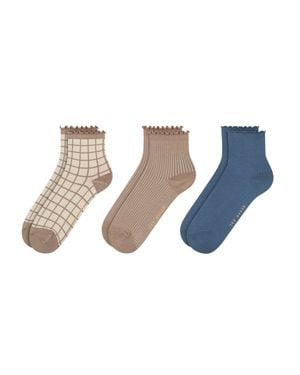 Ted Baker 3 Pack Mixed Ruffled Ankle Socks - Blue