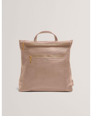 Ted Baker Luccea Branding Webbing Large Leather Backpack - Natural
