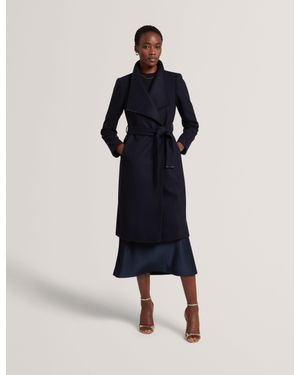 Ted Baker Rose Mid Length Belted Wool Wrap Coat - Black