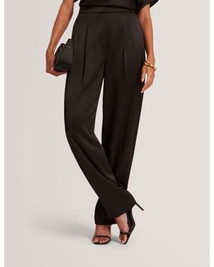Ted Baker Chiira Satin Barrel Leg Tailored Trousers - Black