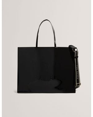 Ted Baker Iconna Patent Webbing Strap Wide Icon Tote Bag - Black