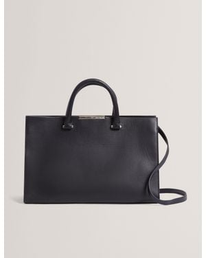 Ted Baker Renaae Structured Leather Wide Tote Bag - Blue