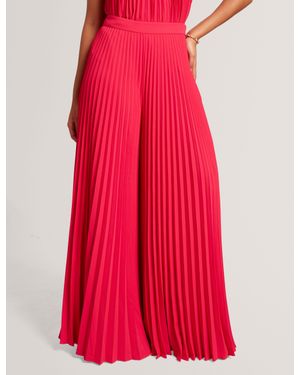 Ted Baker Haryx- Pleated Wide Leg Palazzo Trousers - Red