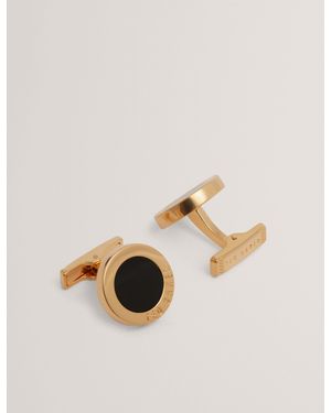 Ted Baker Coopers Branded Halo Round Metal Cufflinks - Natural