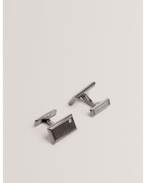 Ted Baker Kristol Crystal Detail Brushed Metal Cufflinks - Natural