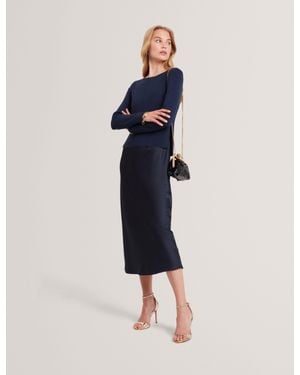 Ted Baker Machar 2-In-1 Satin Slip Dress With Knit Top - Blue