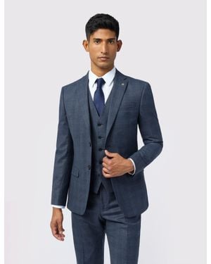 Ted Baker Byrnej Tonal Check Performance Slim Suit Jacket - Blue