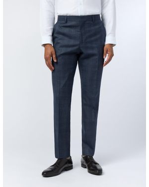 Ted Baker Byrnet Tonal Check Performance Slim Suit Trousers - Blue