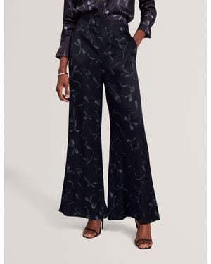 Ted Baker Ahdia Draped Bow Print Wide Leg Trousers - Blue