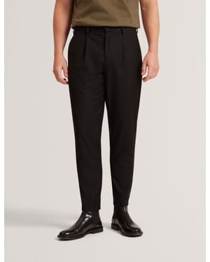 Ted Baker Salson Tapered Fit Pleated Smart Trousers - Black
