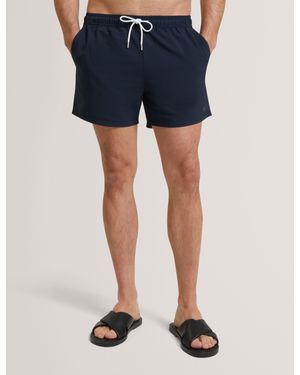 Ted Baker Heffner Seersucker Mid-Length Swim Shorts - Blue