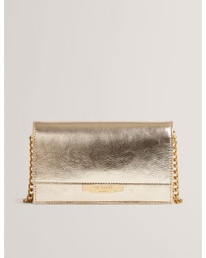 Ted Baker Mahiria Lock Detail Purse With Chain Strap - Natural