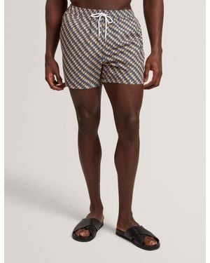Ted Baker Glendle Goldfish Geometric Print Swim Shorts - Orange