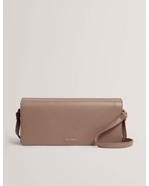 Ted Baker Twyyla Leather Fold-Over Baguette Shoulder Bag - Brown