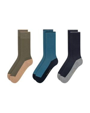 Ted Baker 3 Pack Cushioned Cotton Blend Crew Socks - Blue