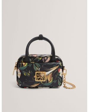 Ted Baker Anisso Botanical Print Mini Leather Camera Bag - Black