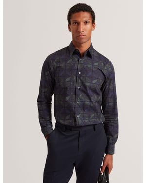 Ted Baker Frankkn Stained Glass Print Long Sleeve Shirt - Blue