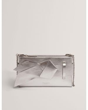 Ted Baker Jimmah Metallic Pu Bow Trim Clutch Bag - Natural