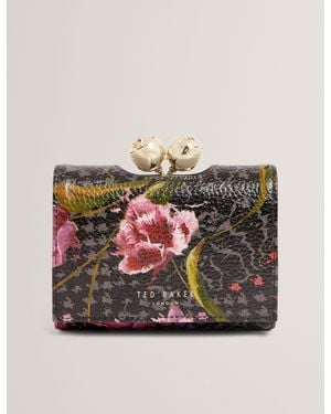 Ted Baker Tulna Rose Clasp Printed Leather Small Purse - Grey