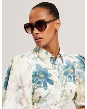 Ted Baker Emiliact Oversized Print Detail Sunglasses - Blue