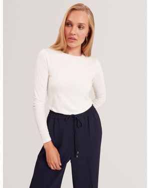 Ted Baker Arania Soft Jersey Fitted Long Sleeve Top - White