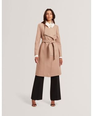 Ted Baker Rose Midi Length Belted Wool Wrap Coat - Natural