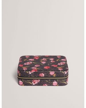 Ted Baker Tulbery Floral Print Pu Large Jewellery Case - Black