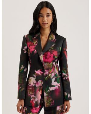 Ted Baker Floral Print Blazer Fitted Tailored Jacket Stylish Workwear Office Wear Party Blazer