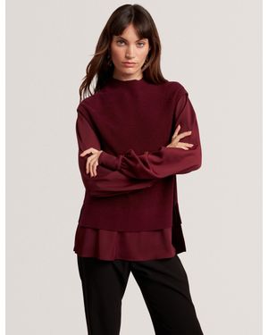 Ted Baker Caycey 2-In-1 Knit Vest Long Sleeve Shirt - Red