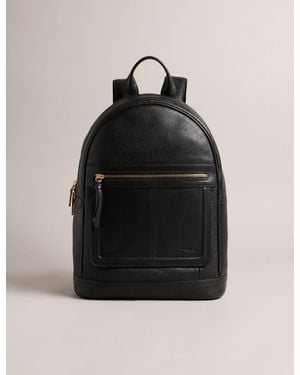 Ted Baker Leather Laptop Backpack With Zip Pocket - Black