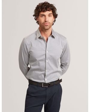 Ted Baker Grelish Slim Fit Tonal Geo Stretch Cotton Shirt - Grey