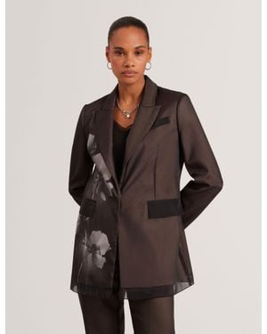 Ted Baker Nubiaa Floral Graphic Organza Overlay Blazer - Brown
